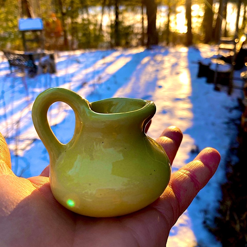 MCM Mini Pitcher BYBEE Vintage Retro McCOY SHAWNEE  Miniature Ceramic Yellow